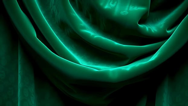 a close up of a green silk fabric photo