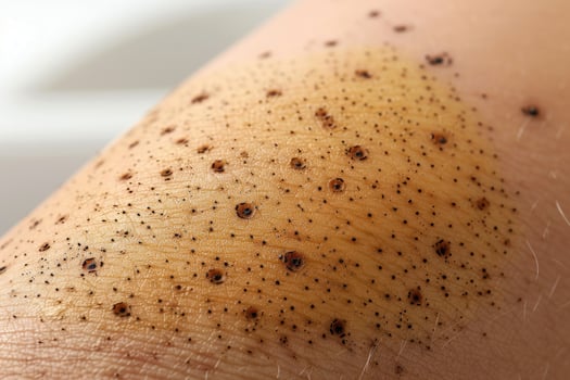 Close-up of Skin with Numerous Small Black Spots photo