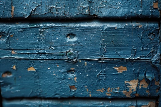Close-up of Weathered Blue Wooden Plank with Peeling Paint photo