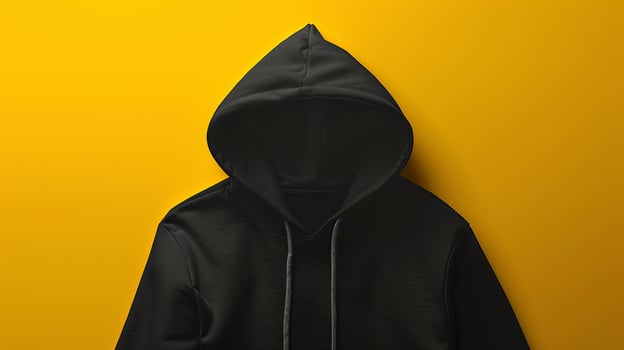 Black hoodie on yellow background photo