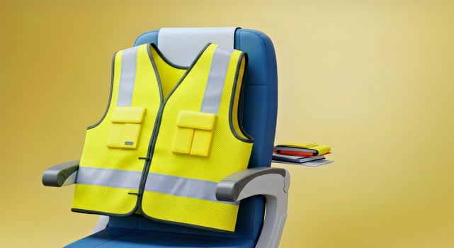 A safety vest is sitting on a chair photo
