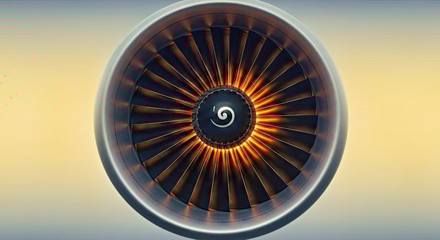 A jet engine with a yellow and orange light photo