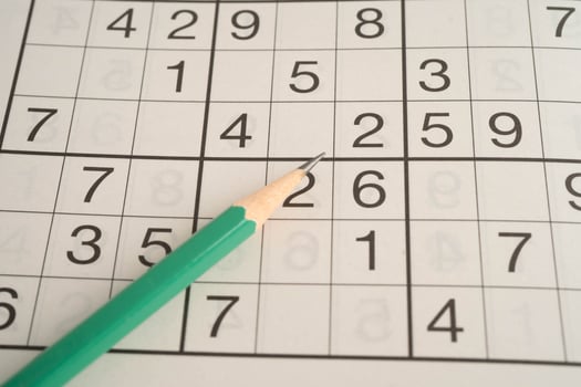 Sudoku puzzle, game to play for keep you brain younger for developing Alzheimer photo