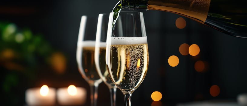 Champagne being poured into elegant glasses. photo