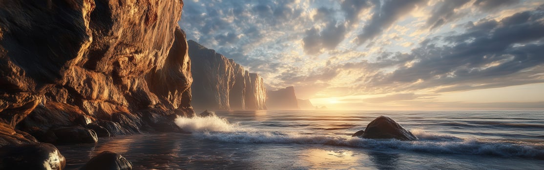 Majestic cliff at sunrise photo