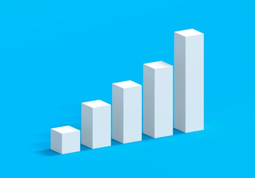 3d bar graph against blue background photo