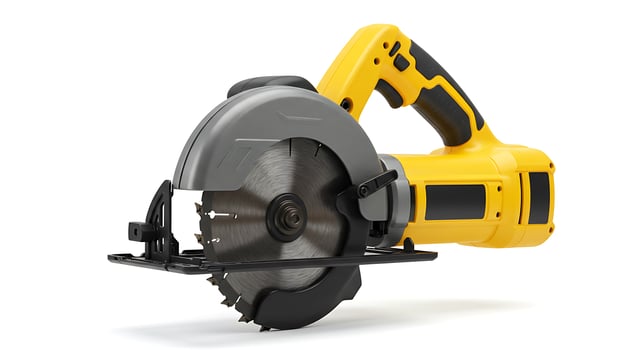 Circular Saw on White Background Power Tool for Wood Cutting photo