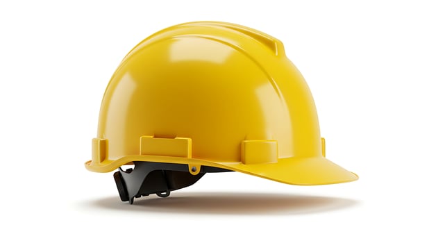 Isolated Yellow Hard Hat on White Background for Construction Safety photo