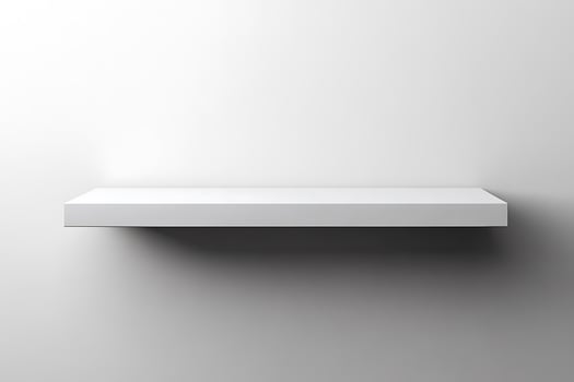 Empty Floating Shelf on White Wall photo