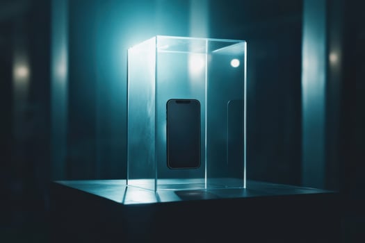 Disconnecting from devices as a modern necessity showcased in a glass enclosure for clarity and focus photo
