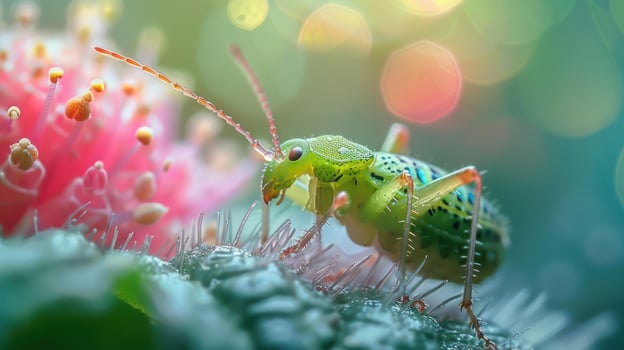 Insect on a green leafy plant photo