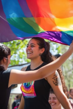 Community pride shines bright as rainbow flag is raised during celebration photo