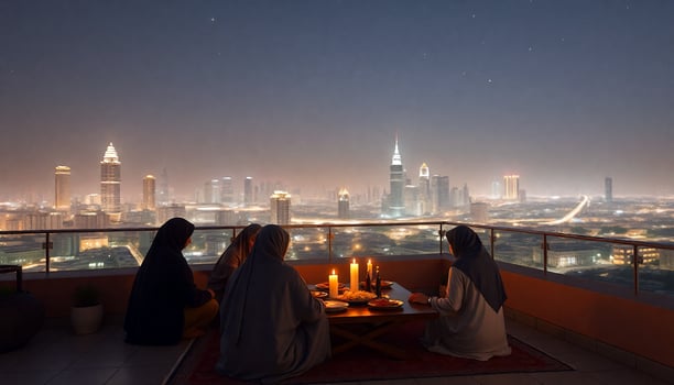 four people sitting on a table photo