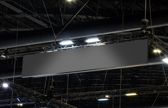 Hanging black horizontal banner billboard photo