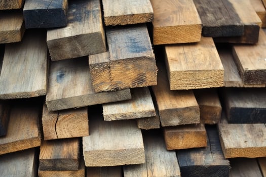 Stack of wooden planks with natural grain patterns. Neural network photo