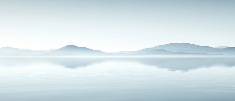 Misty lake, mountain reflection, calm scene, serenity photo