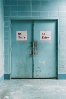 Barricaded entrance illustrating student rights violations at an educational facility photo