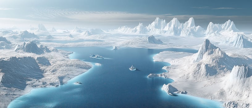 Arctic coastal panorama icy mountains, tranquil waters, background sky photo