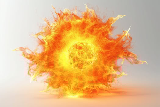 A vibrant, fiery sun illustration radiating energy and warmth in a stunning orange and yellow color palette. photo