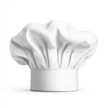 realistic chef hat, symbolizing culinary profession, showcases its elegant design and fabric texture, perfect for any kitchen setting photo