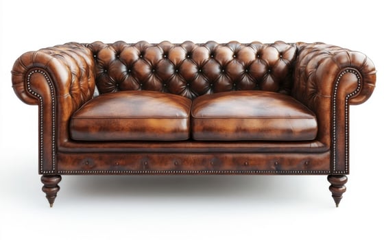 Classic brown leather tufted sofa in elegant design setting photo