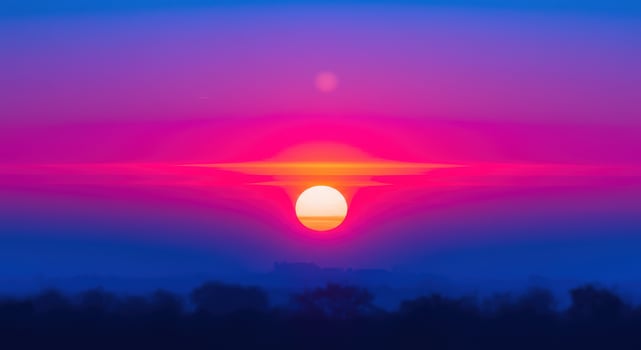 A sunset with a bright orange and pink sky photo