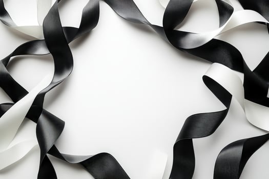 Black and white ribbons create a frame design photo