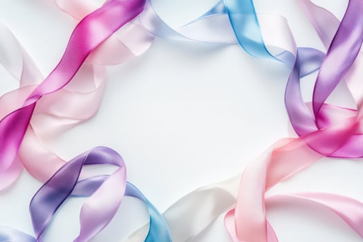Pastel Ribbons Frame White Background Design photo