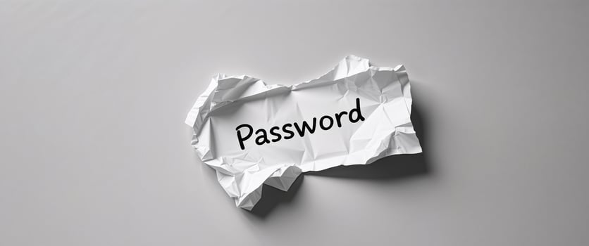 Crumpled paper with the word password written on it, 3d rendering stock photo