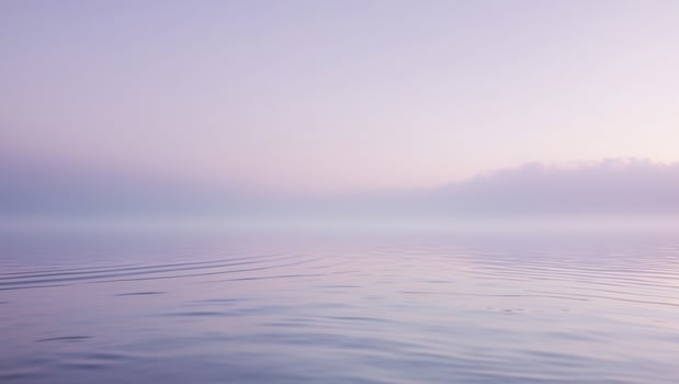 Serene Water Surface with Misty Horizon in Dreamy Lavender Tones photo