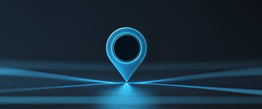 A blue pin on a dark background photo