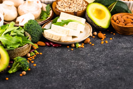 Vegan keto products. Ketogenic plant-based food photo