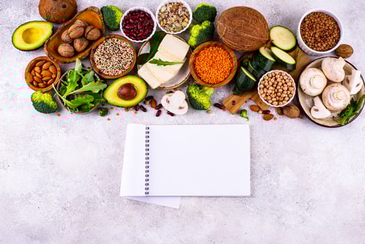 Vegan keto products. Ketogenic plant-based food photo