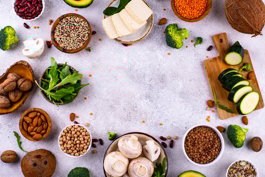 Vegan keto products. Ketogenic plant-based food photo