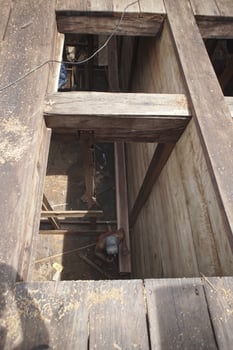A wooden floor with a window in it photo