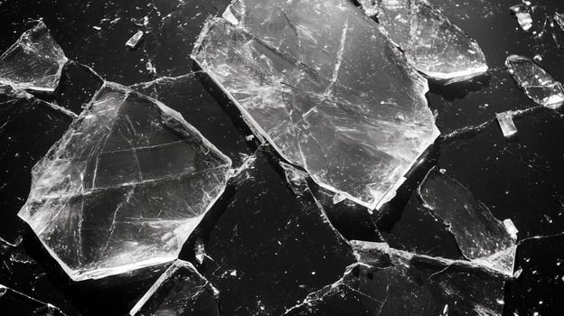Broken glass surface isolated on black background.13 photo