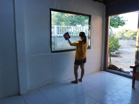 woman doing housework at home. photo