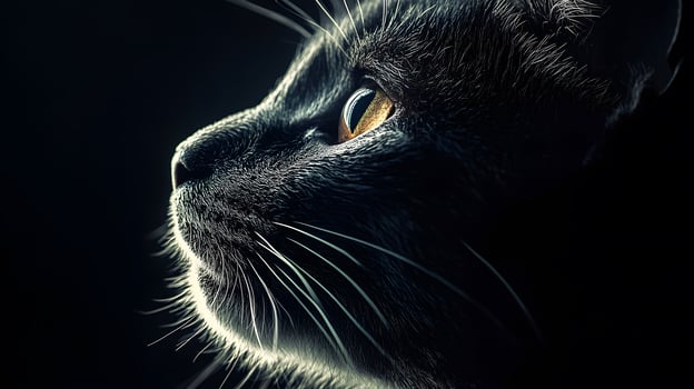 Dramatic Side Profile of a Black Cat photo