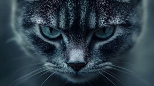 Intense Gaze of a Blue Eyed Cat photo