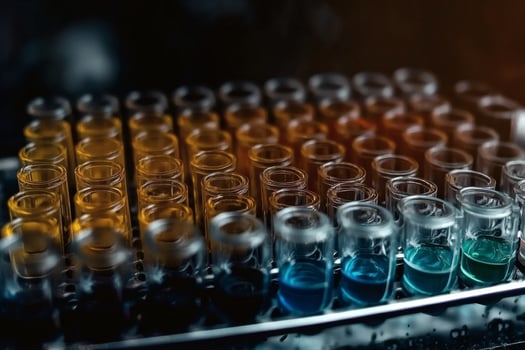 Vibrant reactions in colorful vials by AI photo