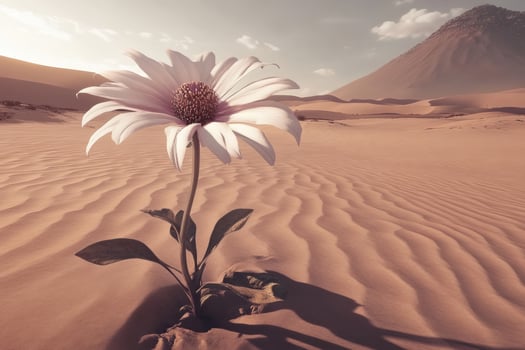 Desert flower blooms under warm light. photo