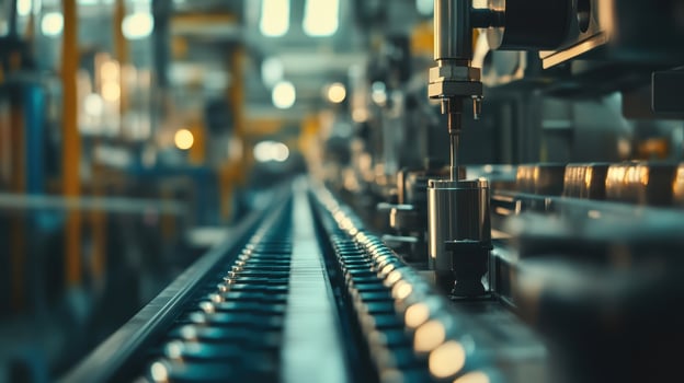 Industrial machinery with a focus on precision components in a manufacturing setting. photo
