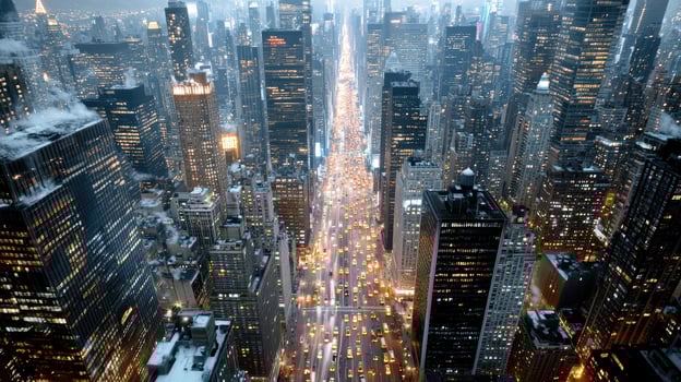A city street is seen in the middle of a city photo