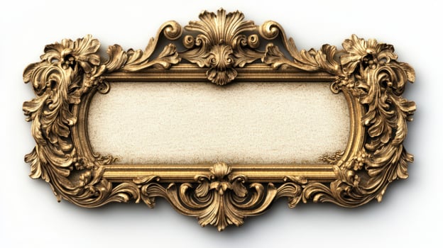 Golden ornate frame with a blank white background photo
