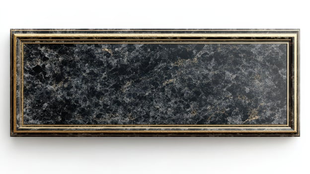 Black marble with gold frame on white background photo