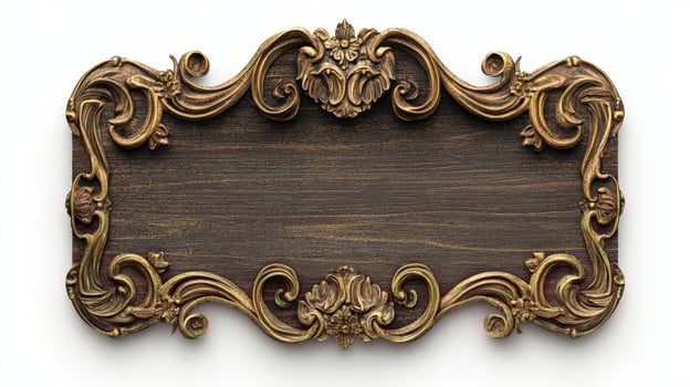 An ornate wooden frame with gold trim photo