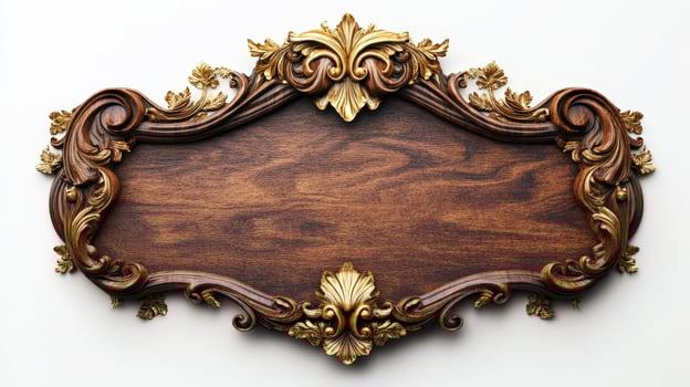 An ornate wooden frame with gold leaf and flowers photo