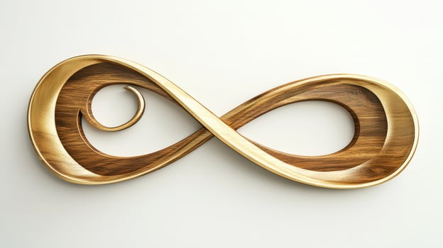 An infinity sign made out of wood on a white background photo