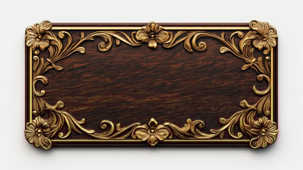An ornate wooden frame with gold leaf and flowers photo