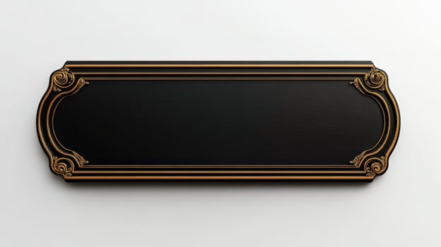 Black and gold ornate frame on white background photo